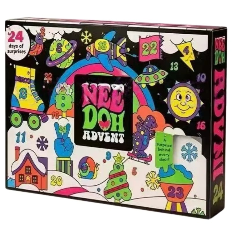 Advent Calendar Gift - กล่องของขวัญปฏิทินคริสต์มาส NeeDoh รุ่นใหม่ปี 2026, ของเล่นบีบส์ขนาดเล็กเซอร์ไพรส์ 24