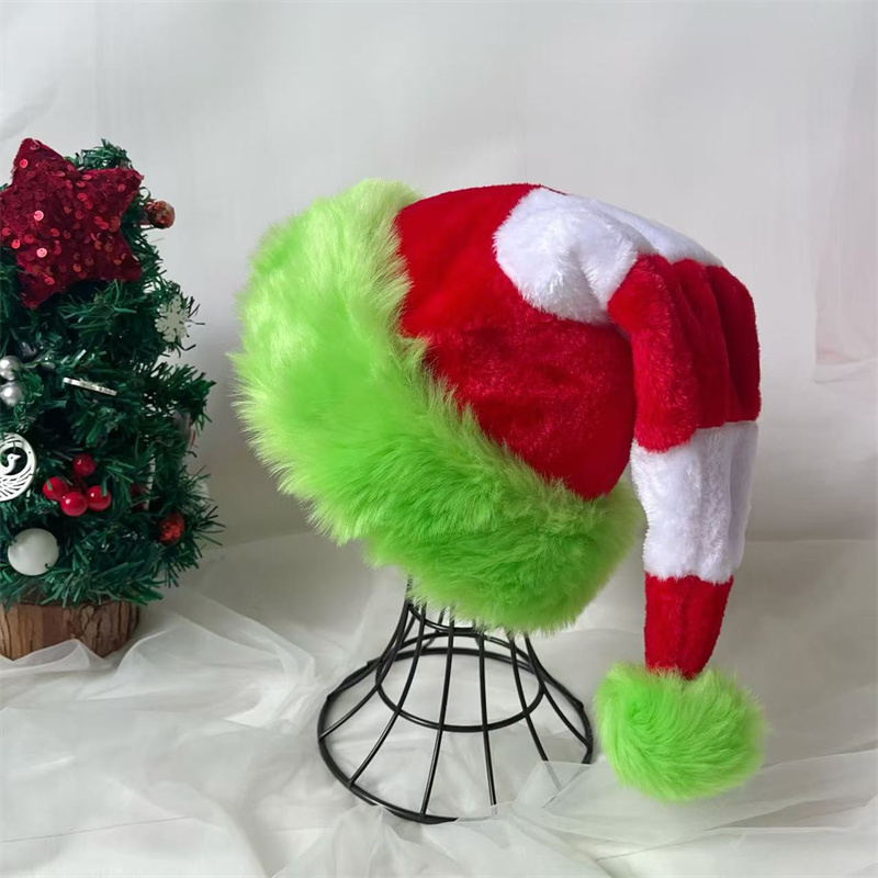Santa Hat Plush - หมวกซานตาคลอสแบบต่อชิ้น หมวกผ้ากำมะหยี่สีแดงสำหรับเทศกาลคริสต์มาส ของขวัญและอุปกรณ์สำหรับงานปาร์ตี้ปีใหม่ 2025 สำหรับทุกเพศ