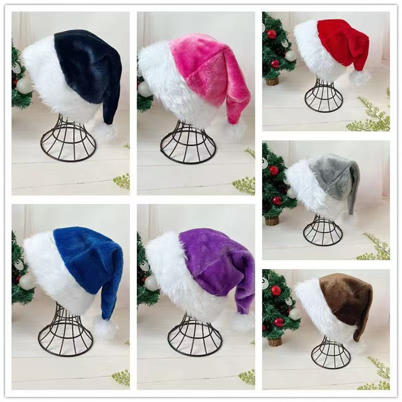 Santa Hat Plush - 30*45 ซม.คริสต์มาสSantaหมวกXmasยาวPlushวันหยุดหมวกสีแดงสําหรับผู้ใหญ่และเด็กUnisex 2025 ใหม่ปีงานรื่นเริงpartyของขวัญ