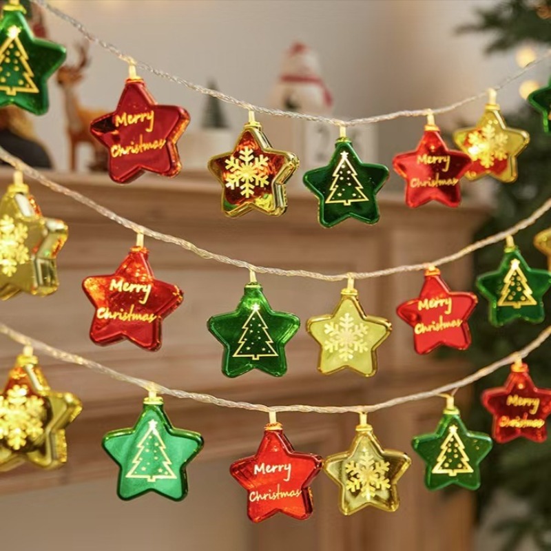 Led Fairy String Lights - ไฟประดับคริสต์มาสแบบสาย LED รูปดาวและลูกบอล ความยาว 1.5 เมตร