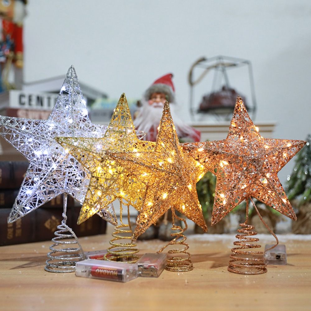 Star Tree Topper - ดาวห้าแฉก LED ประดับยอดต้นคริสต์มาส พร้อมกลิตเตอร์ ไฟประดับ ของตกแต่งคริสต์มาส