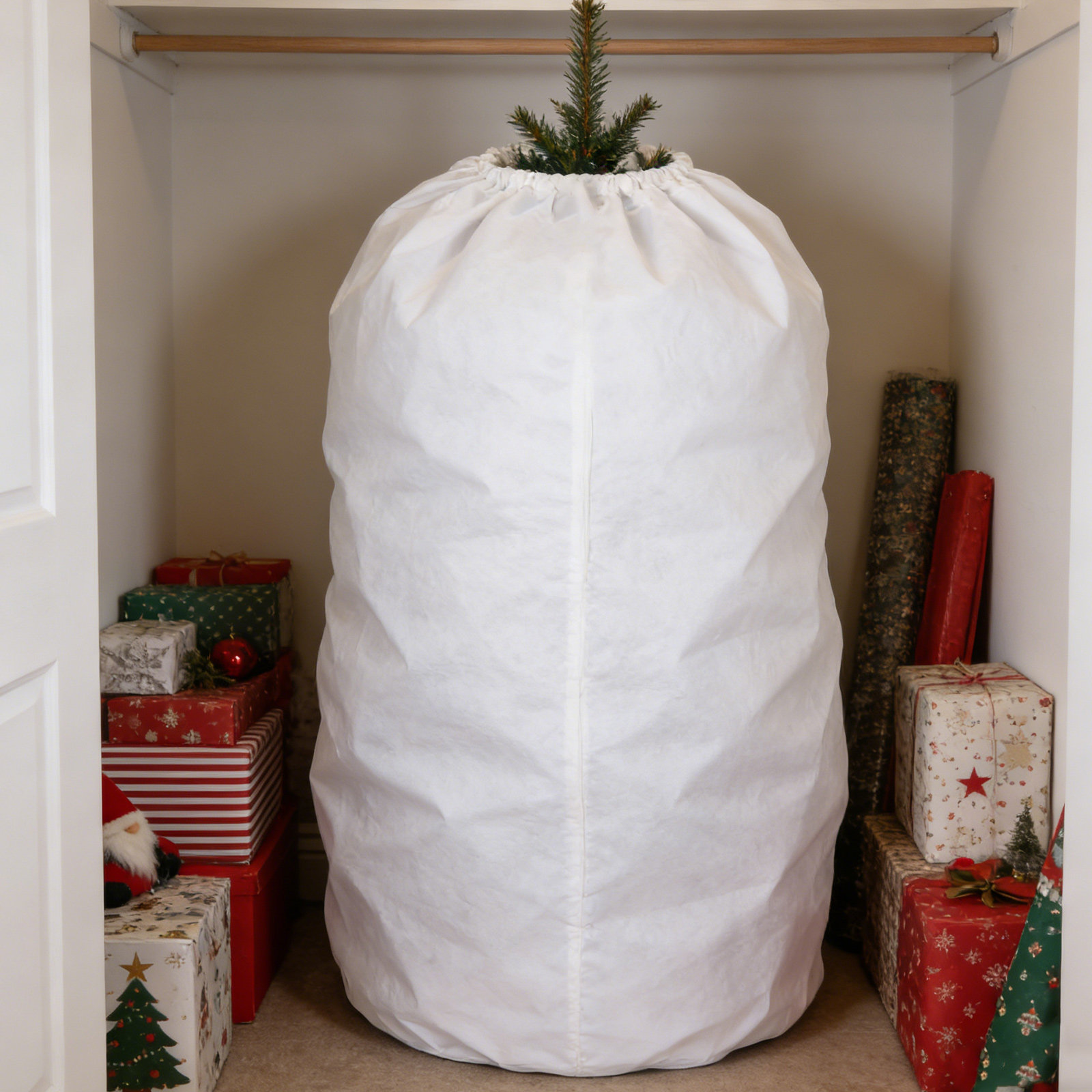 Christmas Tree Artificial - ถุงเก็บต้นคริสต์มาสแบบตั้งตรง พร้อมสายรูดปรับได้ ผ้าคลุมทำจากผ้าอ็อกซ์ฟอร์ด ขนาด 9x6 ฟุต