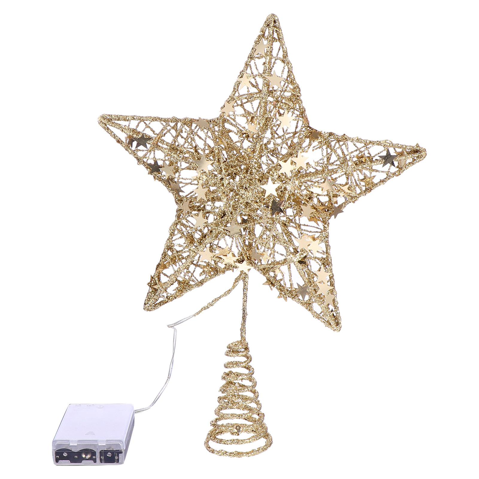 Star Tree Topper - ดาวประดับยอดต้นคริสต์มาสสำหรับตกแต่งภายนอก ของตกแต่งน่ารักสำหรับเทศกาลคริสต์มาส สไตล์ฟาร์มเฮาส์ พร้อมไฟประดับแวววาว