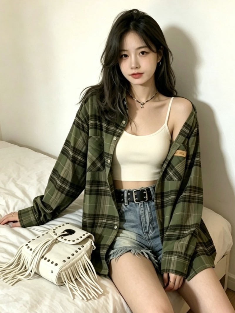 Christmas Throw Blanket - เสื้อลายสก๊อตผู้หญิง Retro Turn-Down COLLAR เสื้อ All-Match