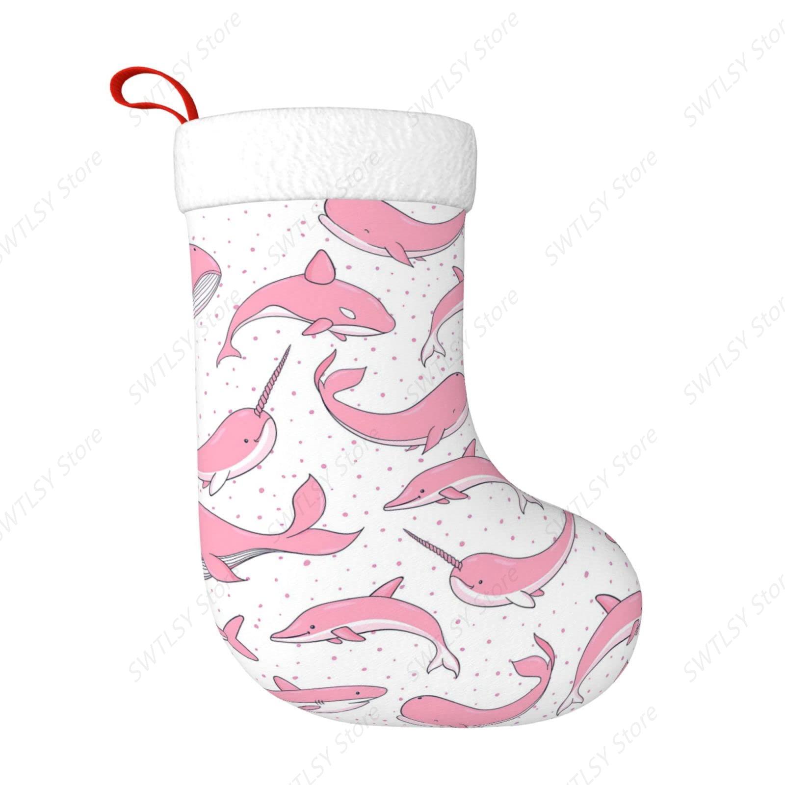 ถุงเท้าคริสต์มาสลายปลาวาฬสีชมพ - Christmas Stocking Hanging บทวิจารณ์และราคา