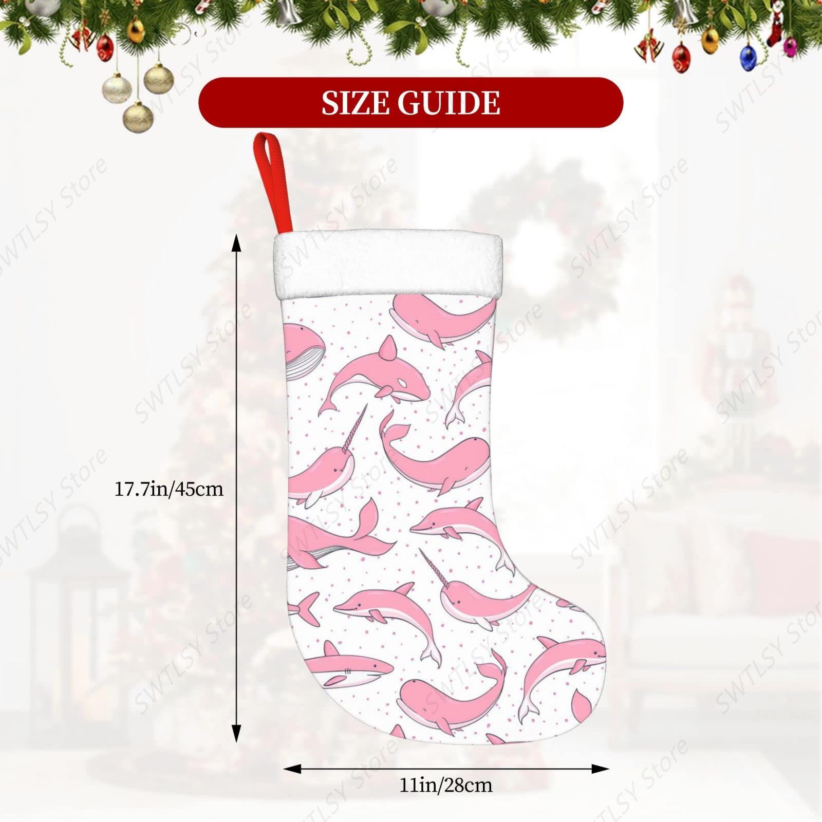 ถุงเท้าคริสต์มาสลายปลาวาฬสีชมพ - Christmas Stocking Hanging บทวิจารณ์และราคา