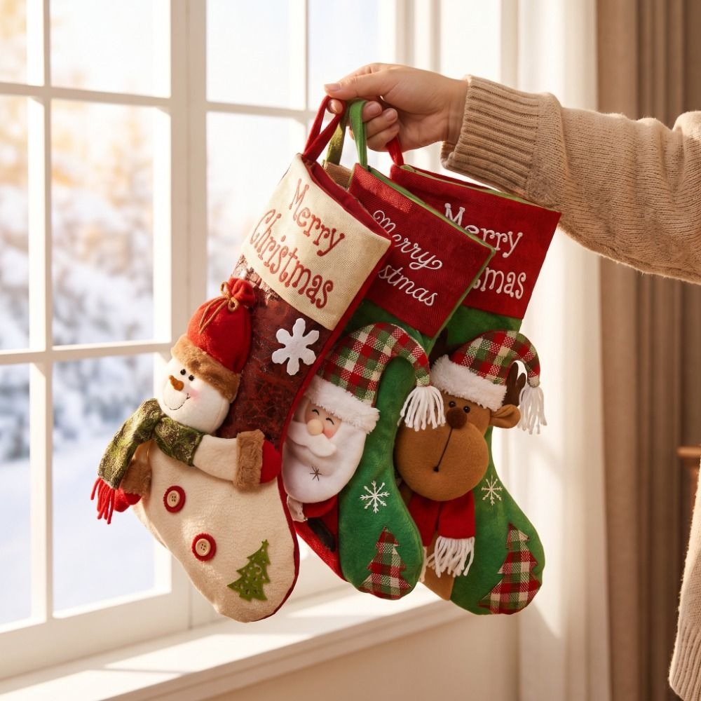 ถุงเท้าคริสต์มาสขนาดใหญ่ลายกวา - Christmas Stocking Hanging บทวิจารณ์และราคา